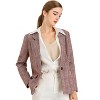 INSPIRE CHIC Women's Notched Lapel One Button Boyfriend Plaid Suit Blazer - 2 of 4