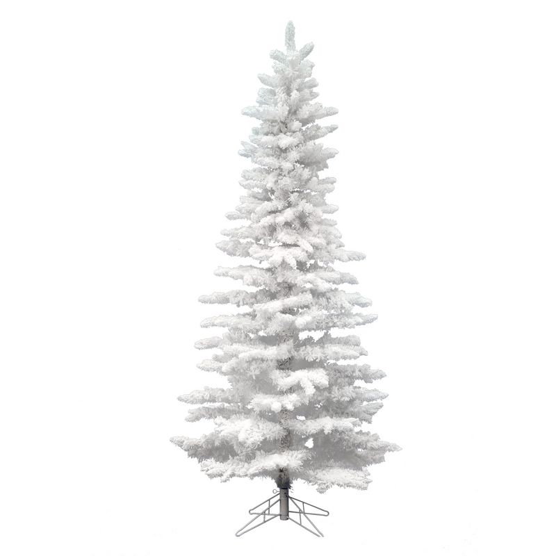 Vickerman Flocked White Spruce Slim Artificial Christmas Tree, 1 of 6
