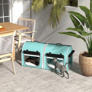 39" Portable Soft Sided Double Cat Carrier with Divider,Removable Crates,Cushions,Foldable Travel Pet Bag for 2 Cats–LAOTIES - 1 of 4