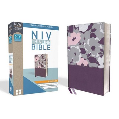 NIV, Thinline Bible, Compact, Imitation Leather, Purple, Red Letter Edition - by  Zondervan (Leather Bound)