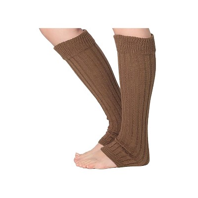 Isadora Paccini Women's 80s Style Ribbed Knit Earthy Neutrals Light Brown Leg Warmers for Parties & Sports Accessories