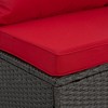 Syemin 7PCS Patio Seating Rattan Furniture Set Sectional Sofa Cushioned Garden, Tempered Glass Table, Red, 98.4"*28.3"*26.7" - 2 of 4