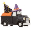 Casafield Ceramic Halloween Trick or Treat Truck, Hand Painted 11-Inch Pre-Lit LED Jack-o-Lantern Black Truck Tabletop Decor - 2 of 4