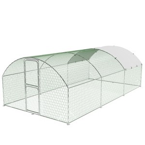 Large Metal Chicken Coop, Walk in Poultry Cage with Waterproof Cover, Metal Chicken Run, Dome Roof Hen Rabbit Duck House, 9.8' W x 6.5' D x 6.5' H - 1 of 4