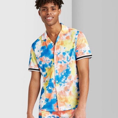 polo tie dye button down