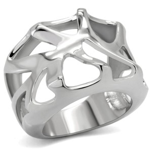 Slickblue Polished Stainless Steel Abstract Cut-Out Ring for Women, No Plating, No Stone, size 5–10 - 1 of 4