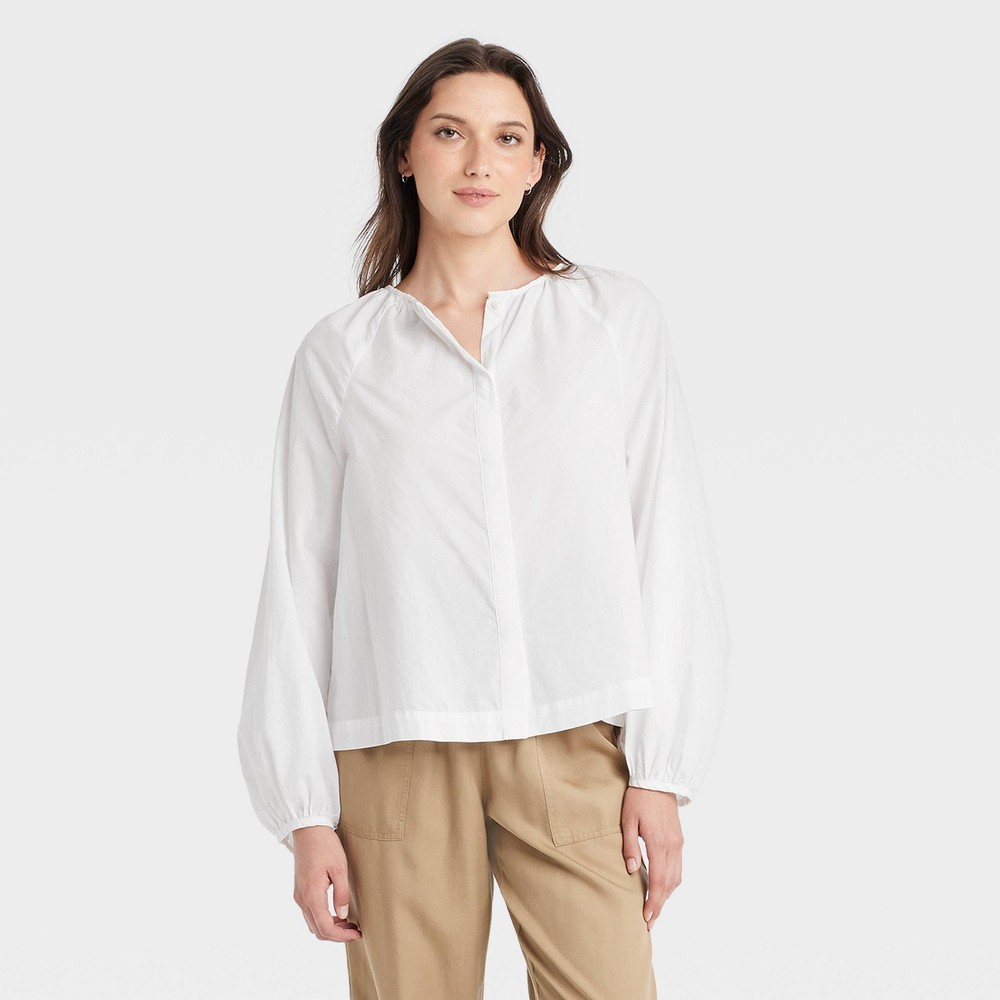 Women's Balloon Long Sleeve Blouse - Universal Thread™ White M