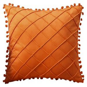 REGALWOVEN Geometry Velvet Couch Throw Pillow Covers with Pom-poms for Farmhouse Home Decor 1 Pc - 1 of 4
