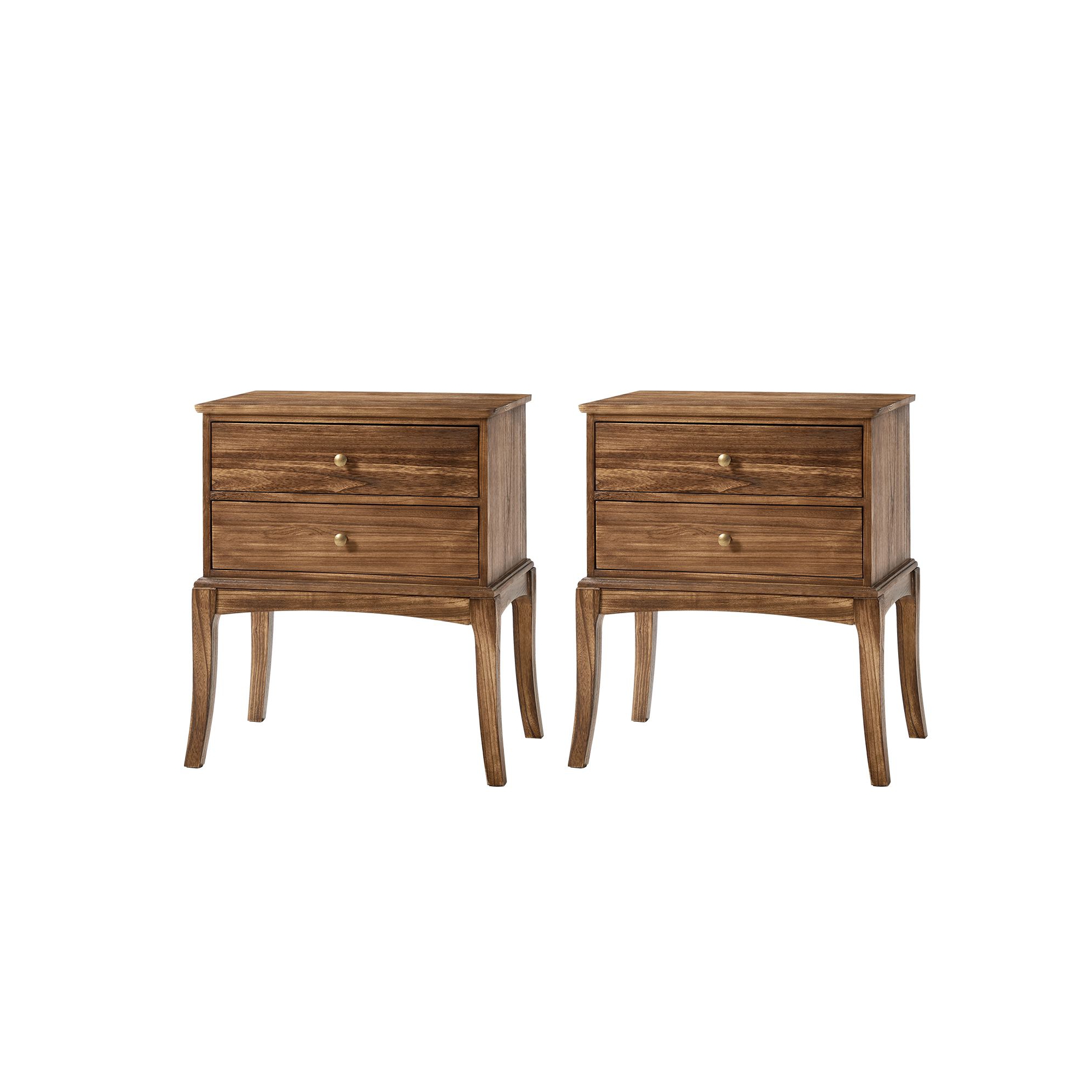 Renata Transitional Solid Wood end table with Built-in Outlet Set of 2