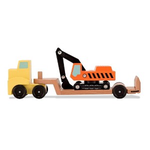 Melissa & Doug Trailer and Excavator Wooden Vehicle Set (3pc) - 1 of 4