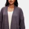Knit & Lounge Women’s Longline Open Front Knit Cardigan Relaxed Fit Cozy Front Pockets Drop Shoulders Ribbed Cuffs - 2 of 4