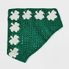 St. Patrick's Day Crochet Clover Hair Scarf - Green/White - 3 of 4