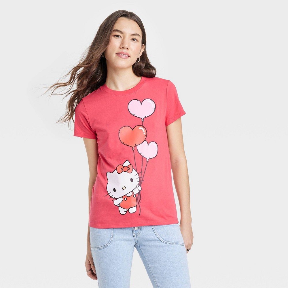 Women's Hello Kitty Valentine's Day Short Sleeve Graphic T-Shirt - Red L