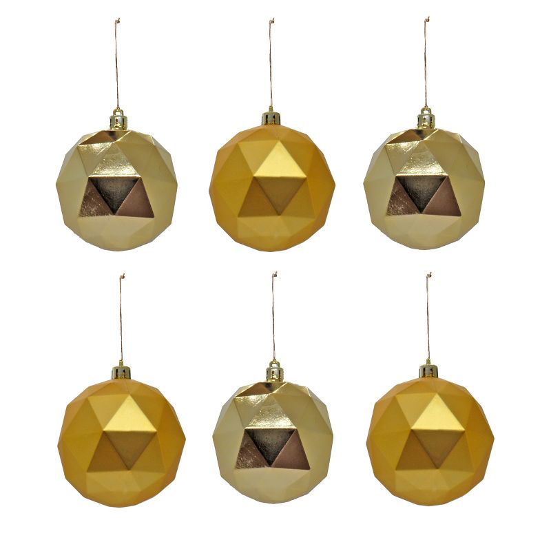 National Tree Company First Traditions Christmas Tree Ornaments, Metallic and Matte Yellow Gold, Set of 6, 5 of 6