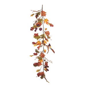 Transpac Polyester 59.06 in. Orange Harvest Assorted Maple Leaves Garland - 1 of 4