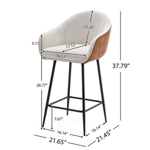 Okak 26.5 Inch Counter Stools Set of 2, Modern Bar Stools with Comfortable Upholstery and Stable Metal Legs, for Kitchen, Dining Area, Beige - 1 of 4
