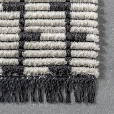 Beige Rectangular Shag Synthetic 4' x 6' Area Rug