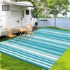 Reversible Outdoor Patio Rug - Waterproof Plastic Straw Mat, Striped Camping Rug for Front Porch, Deck, Backyard, RV, Picnic, Beach - 2 of 4