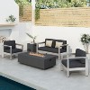 GDFStudio Rinehart Outdoor Aluminum 4 Seater Chat Set with Fire Pit - 2 of 4