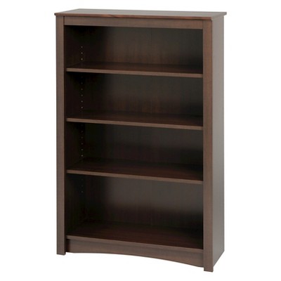 Espresso Adjustable 4-Shelf Deluxe Wood Bookcase