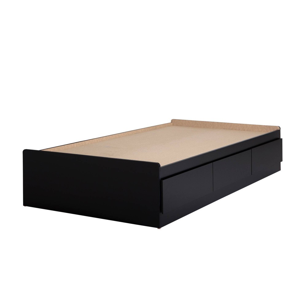 Photos - Bed South Shore Twin  Pure Black: Laminated Particle Board Frame, Built-In