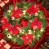 24" Pre-Lit Christmas Wreath with Berries Pinecones Poinsettia Flowers Lighted Artificial Christmas Wreath for Home Indoor Outdoor Decorations - 4 of 4
