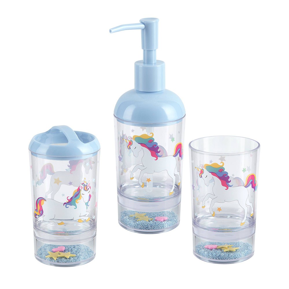 Photos - Other sanitary accessories 3pc Unicorn and Rainbow Kids' Bath Accessories Set - Allure Home Creations