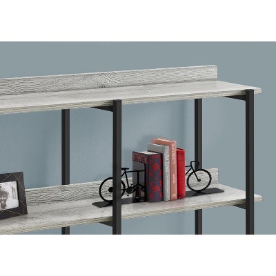 Gray Laminate and Black Metal Rectangular Console Table with Storage
