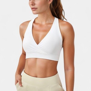 Anna-Kaci Active Women's Crossover V-Neck Sports Bra with Wide Straps and Stretch Support Band - 1 of 4