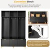 Whisen Modern Large Hall Tree with Bench & High Gloss Fluted Doors, Coat Rack with 6 Gold Hooks & Legs - 4 of 4