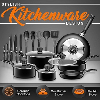 SereneLife 20 - Piece Non-Stick Aluminum Cookware Set