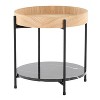 Daniella Contemporary End Table in Black Metal and Natural Wood with Black Marble Accent by LumiSource - 3 of 4