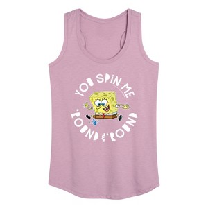 Women's SpongeBob SquarePants You Spin Me Round And Round Graphic Racerback Tank - Heather Orchid - Medium - 1 of 4