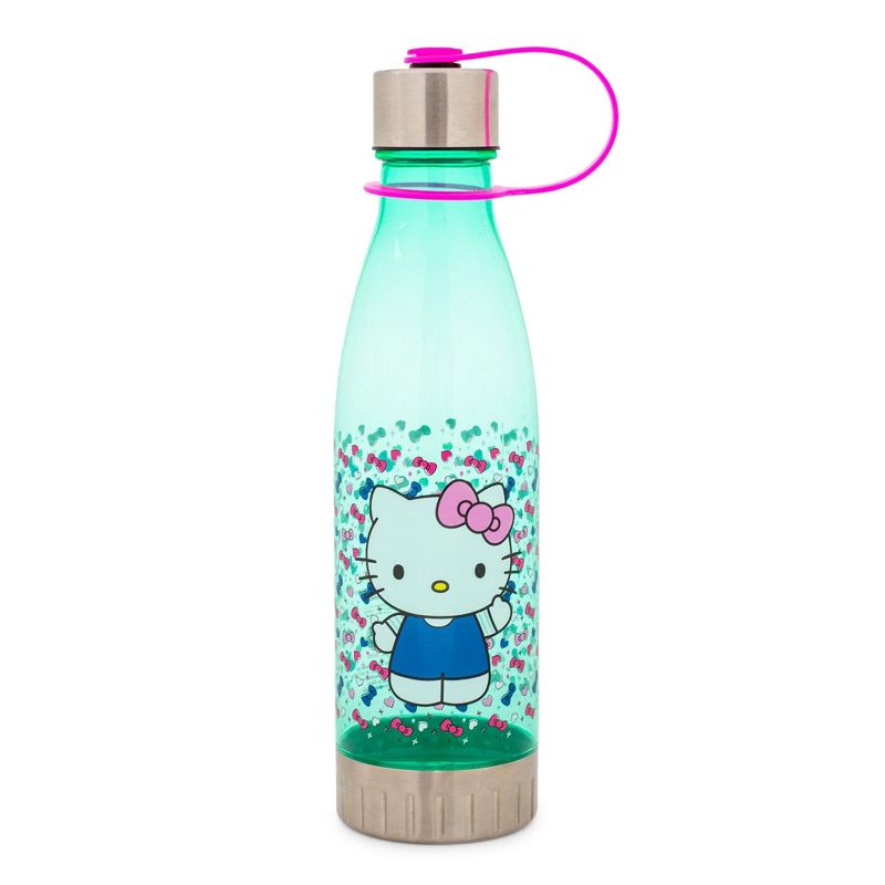 Silver Buffalo Sanrio Hello Kitty Hearts and Bows Water Bottle With Lid | Holds 20 Ounces, 1 of 7