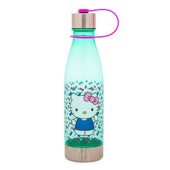 Silver Buffalo Sanrio Hello Kitty Hearts and Bows Water Bottle With Lid | Holds 20 Ounces