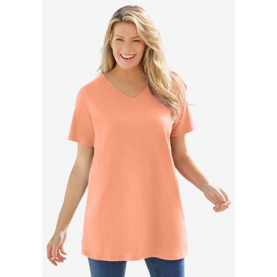 Woman Within Plus Size Perfect Short-Sleeve V-Neck Tunic