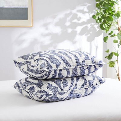 Khari Blue Full Microfiber Quilt Set with Shams