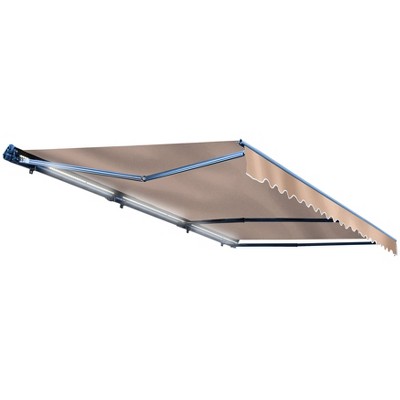 16' x 10' Sand Motorized Patio Awning with LED Lights