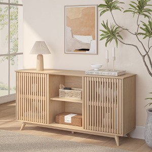 Plank+Beam Mid Century Modern Solid Wood Sideboard with 2 Doors, 59" TV Stand for Living Room - 1 of 4
