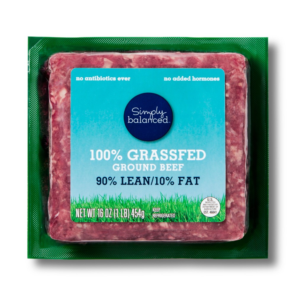Grass Fed Ground Beef 90% LN 10% FT 1 lb - Simply Balanced