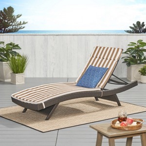 Salem Brown Wicker Adjustable Chaise Lounge: Weather-Resistant with Cushion - Christopher Knight Home - 1 of 4