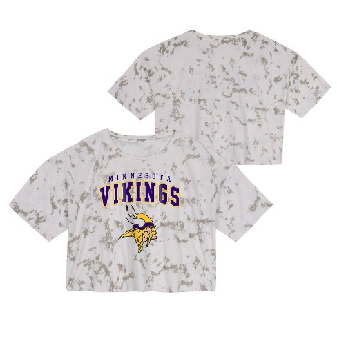 NFL Minnesota Vikings Junior Short Sleeve Tie-Dye Fashion Crop T-Shirt - M