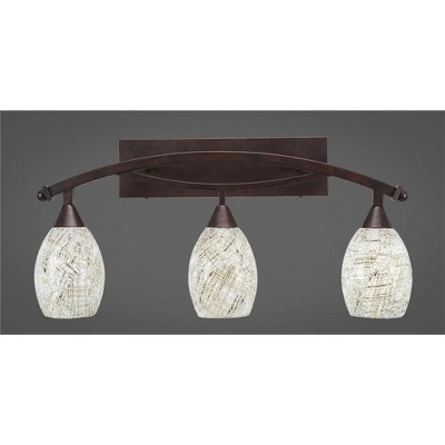 Toltec Lighting Bow 3 - Light Vanity in  Bronze with 5" Natural Fusion Shade
