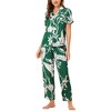 cheibear Women's Silky Short Sleeves Sleepshirt with Pants Sleepwear Pajama Set 2 Pcs - 2 of 4