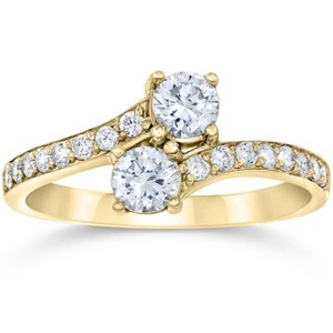 Pompeii3 1 Carat Forever Us 2 Stone Diamond Ring 10K Yellow Gold - 1 of 4