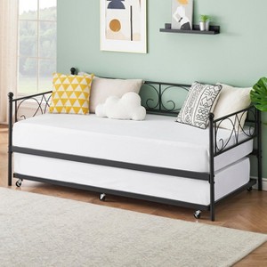 Whizmax Twin Daybed with Trundle, Metal Trundle Bed, Sofa Bed Frame, Heavy Duty Metal Slats, for Living Room, Bedroom, Guest Room, Space Saving - 1 of 4