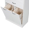 TiramisuBest Bathroom Storage Cabinet with Two Laundry Baskets, Storage Cabinet with Doors and Drawer for Home, White - 4 of 4
