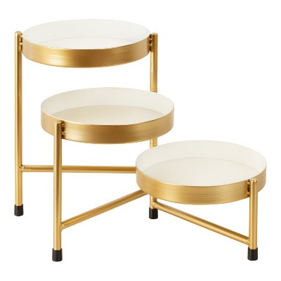 Finn White and Gold Metal 3-Tier Tabletop Planter Stand