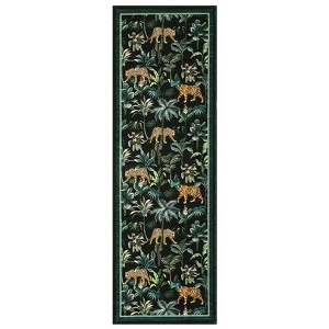 Tiger and Leopard Area Rug for Living Room Washable Non Slip Low Pile Rugs Botanical Jungle Animal Print Stain Resistant Floor Cover for Bedroom - 1 of 4