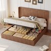 ORRD King Size Lift Storage Bed Frame, Wooden Platform with Grooved Slats, Rustic Brown, No Noise - 3 of 4